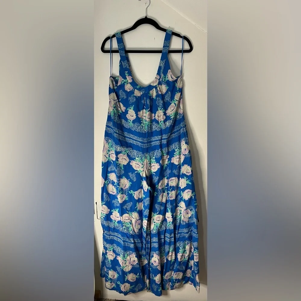 Free People Bali Lillie Scarf Print Jumpsuit in Sweet Blue Combo Size XS - Picture 2 of 14